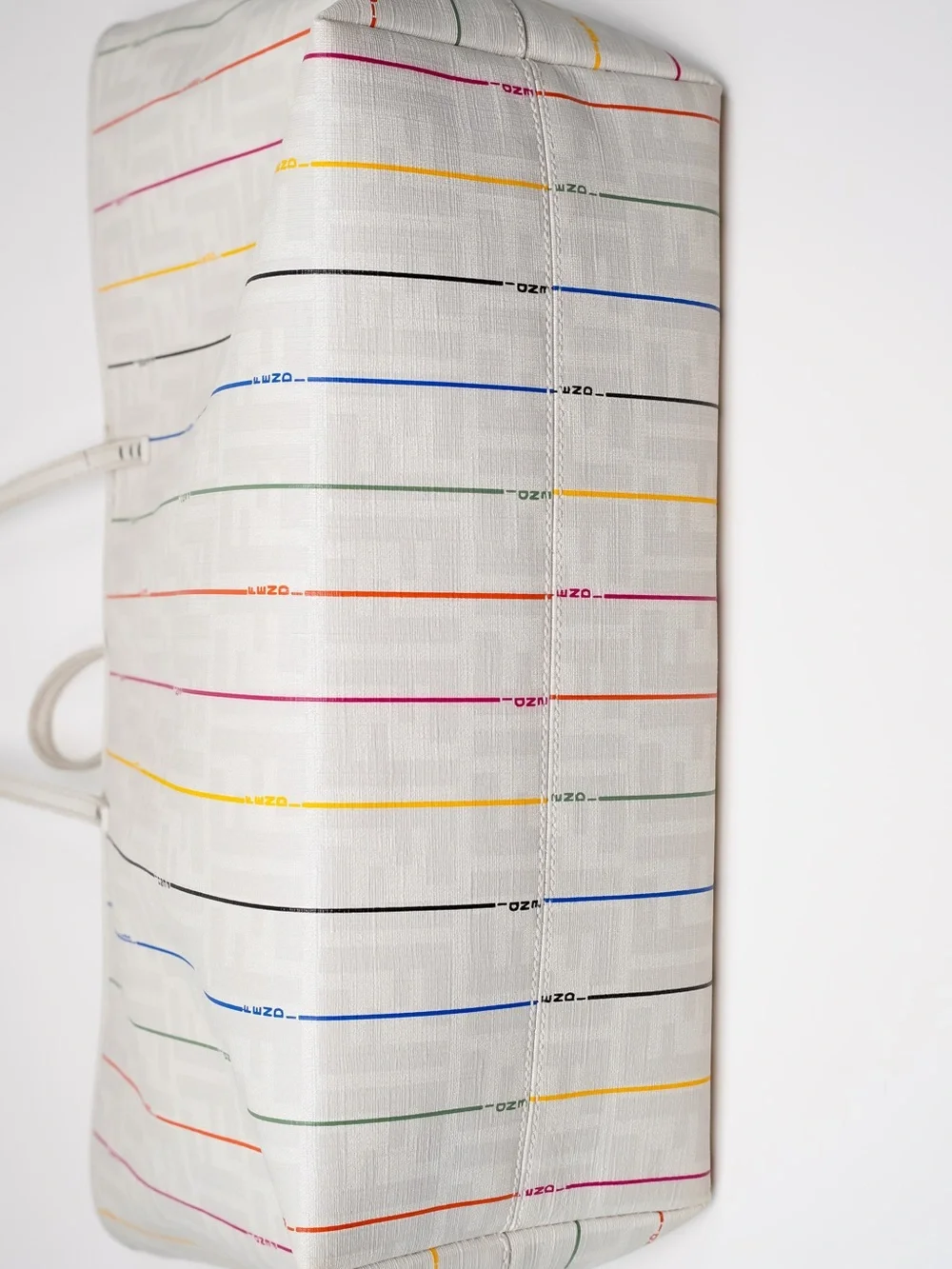 FENDI Zucca Spalmati Striped Large Roll Tote White Ivory Multicolor Archive 2012